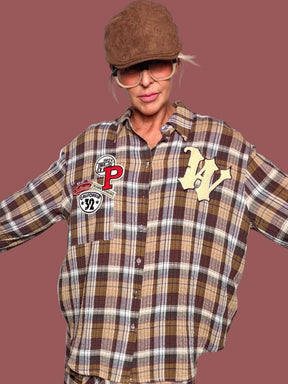 Camicia Tartan Patch Oversize