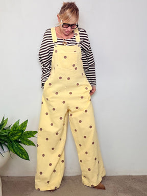 Salopette Oversize Bianca a Pois