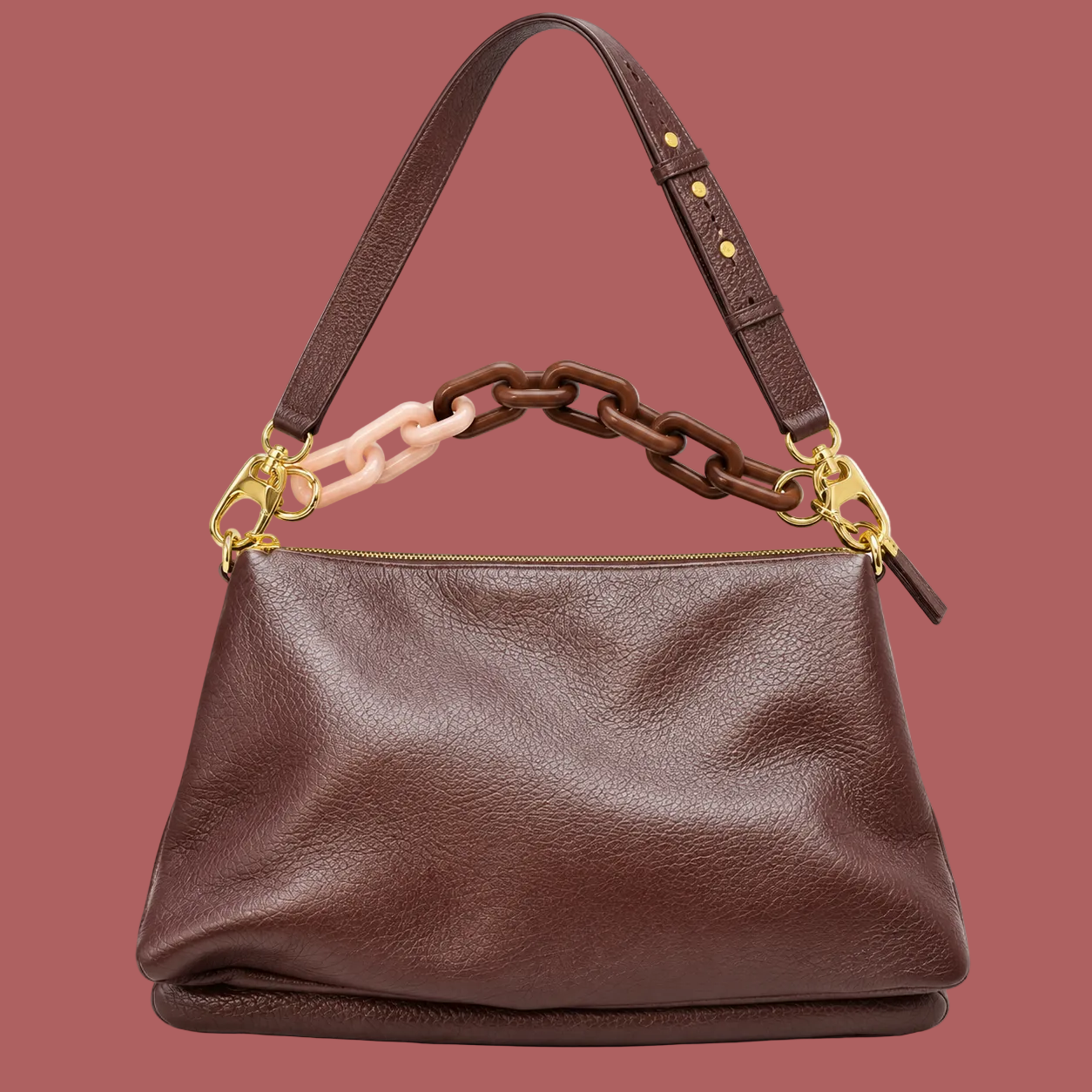 Borsa a spalla grande marrone, vista posteriore