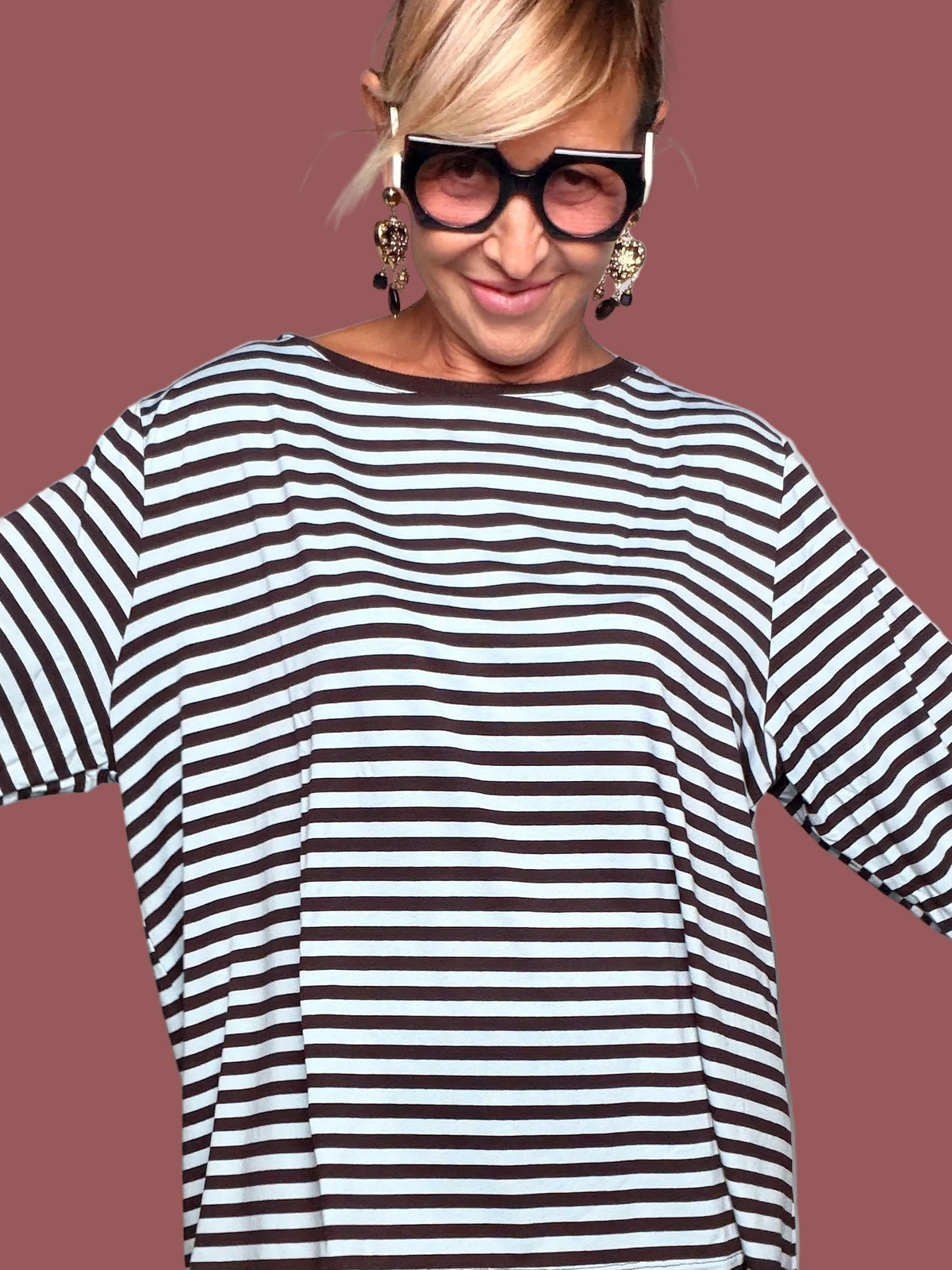 Maglia a Righe Giallo Ocra e Navy