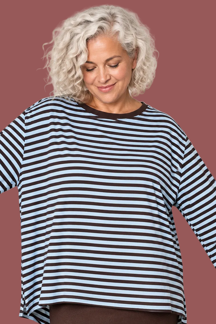Maglia a Righe Giallo Ocra e Navy