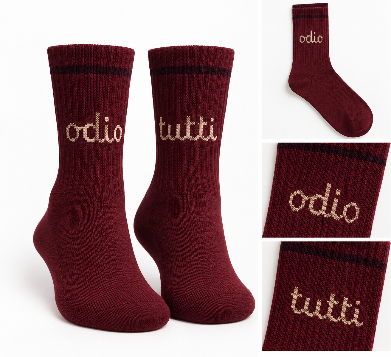 Calzino corto con scritta ODIO TUTTI