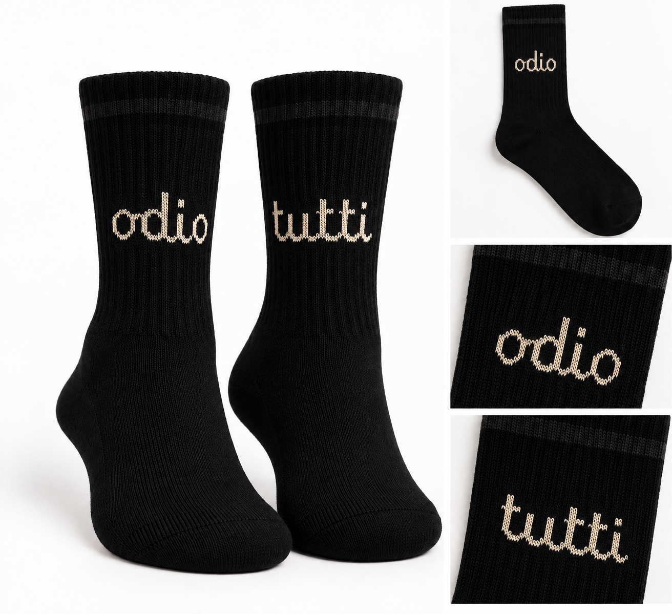 Calzino corto con scritta ODIO TUTTI
