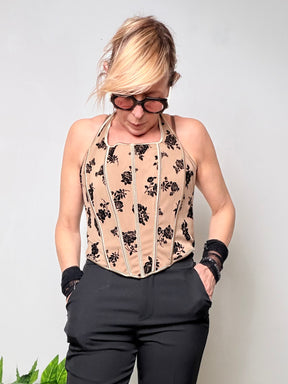 Bustier con stampa floreale e dettagli a rilievo