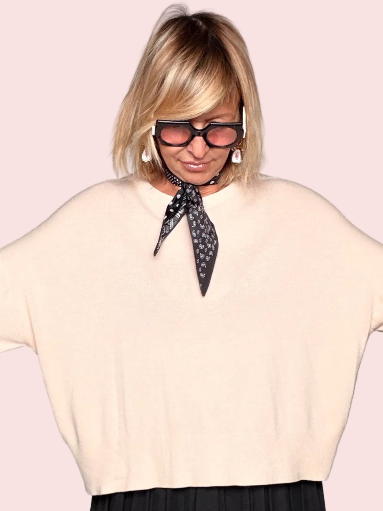 Maglia Filo Oversize con Foulard