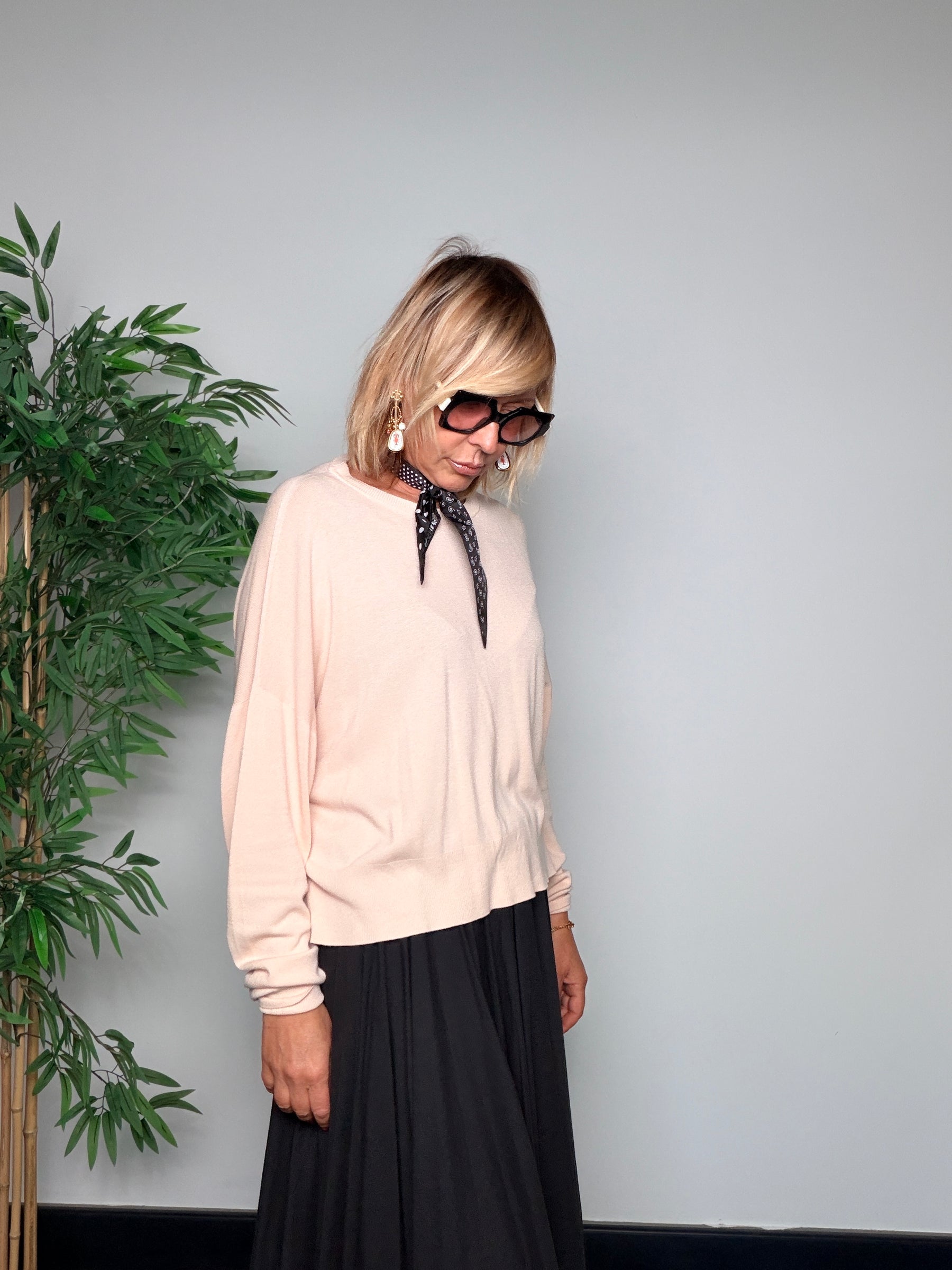 Maglia Filo Oversize con Foulard