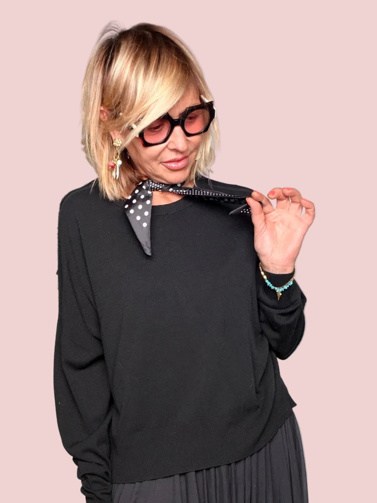 Maglia Filo Oversize con Foulard