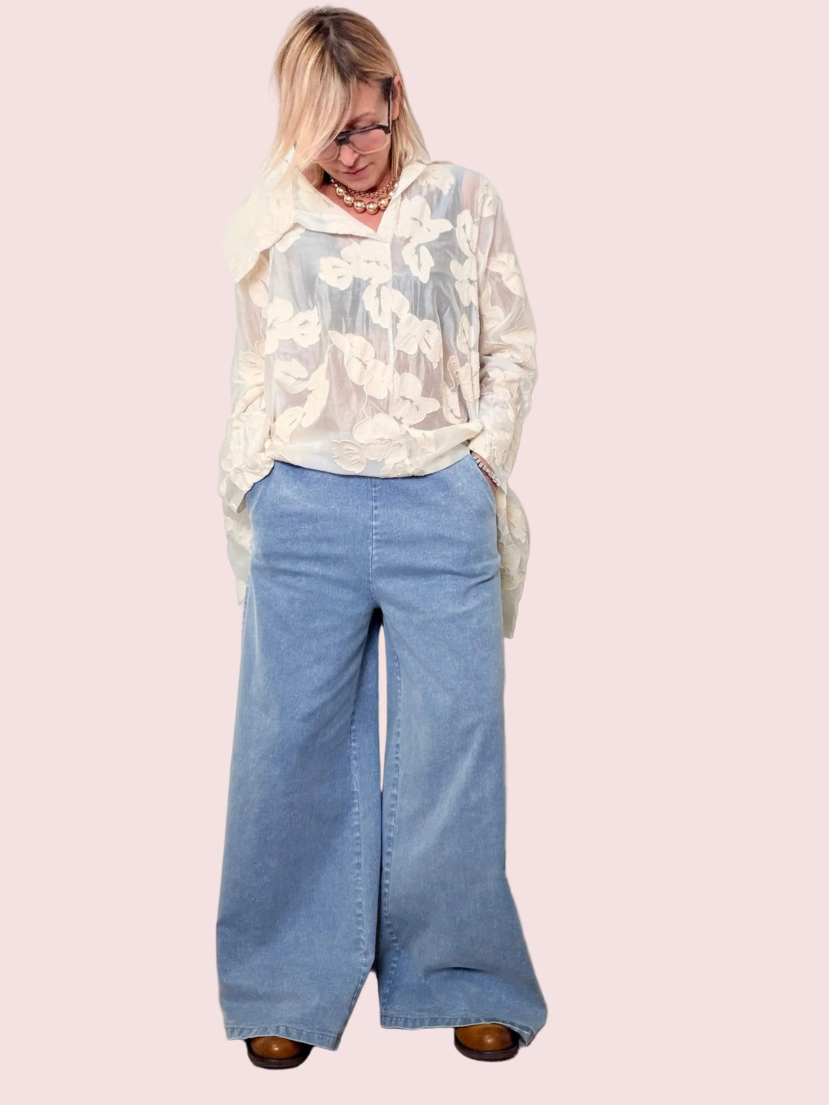 JEANS ELASTICIZZATO FARFALLA