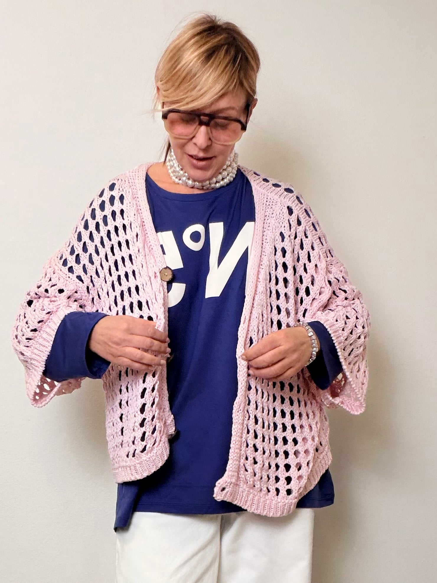 Cardigan in rete over