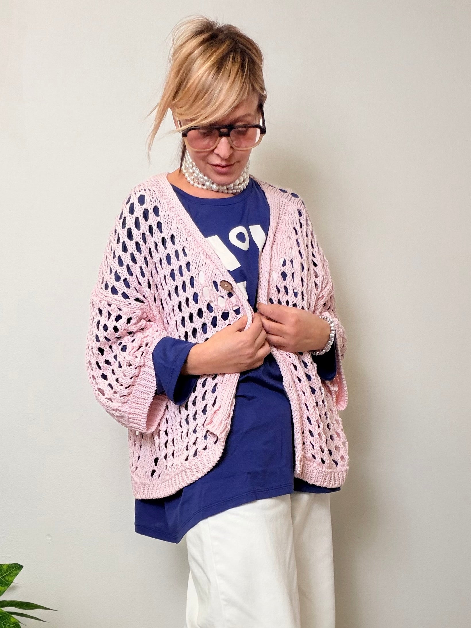 Cardigan in rete over