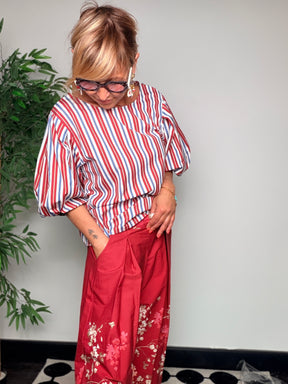 Pantalone Palazzo con Stampa Floreale