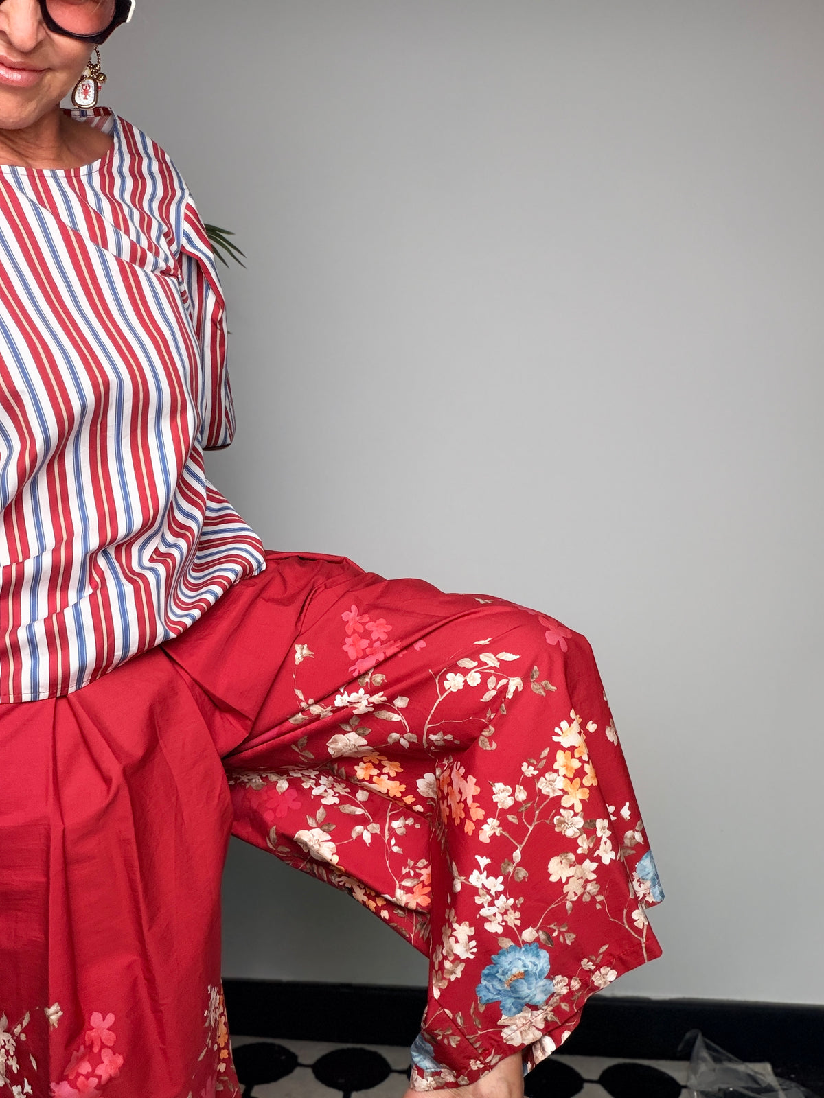 Pantalone Palazzo con Stampa Floreale