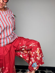 Pantalone Palazzo con Stampa Floreale