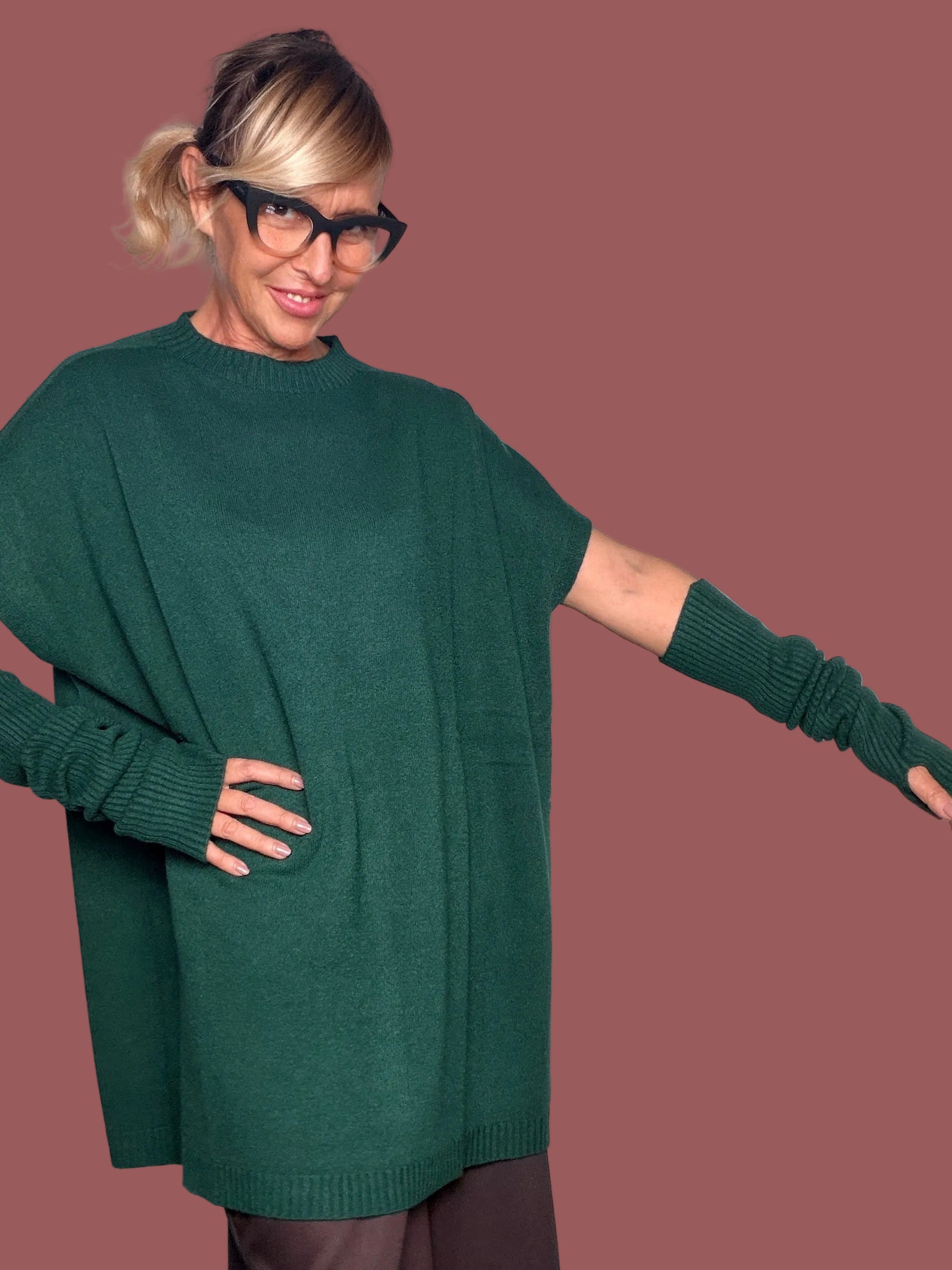 Tunica Oversize Manicotti Costina Dolcevita