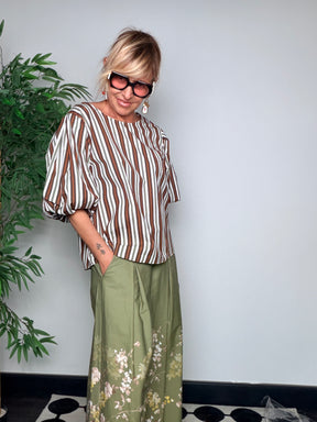 Pantalone Palazzo con Stampa Floreale