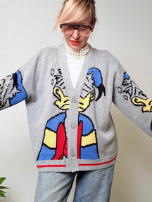 Cardigan Rosso con Design Pop Art