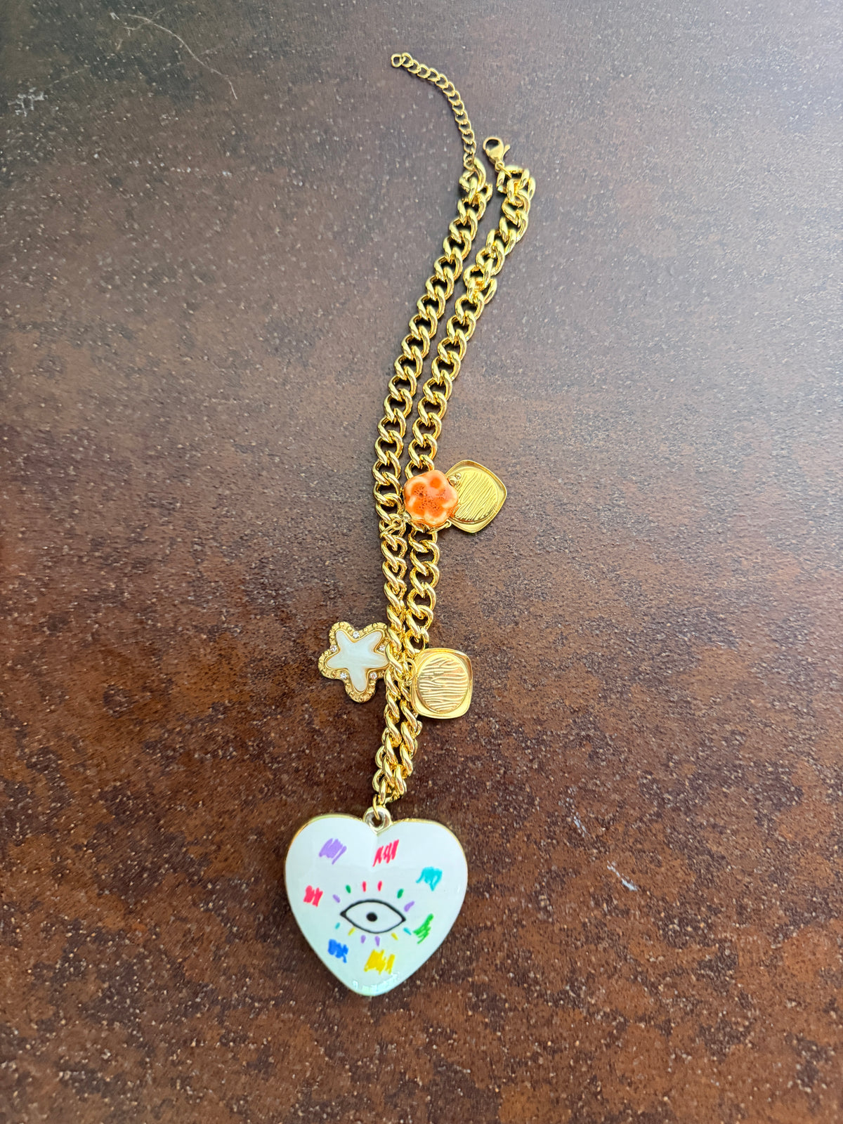 Collana Charm Evil Eye Heart