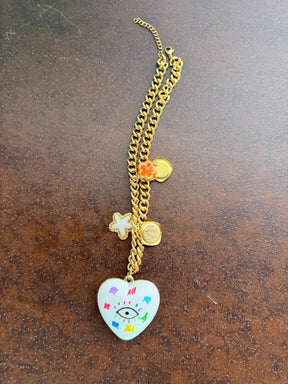 Collana Charm Evil Eye Heart