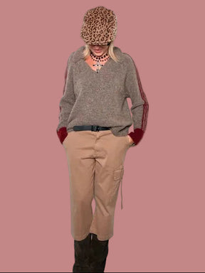 Pantalone pinocchietto tabacco con tascone Le Streghe