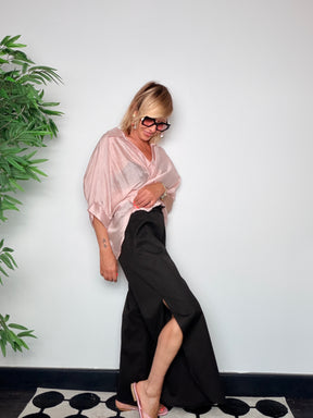 Pantalone Palazzo Drappeggiato con Shimmer
