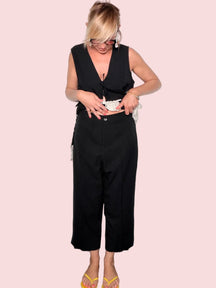 Pantalone Dritto Cropped Viscosa e Lino