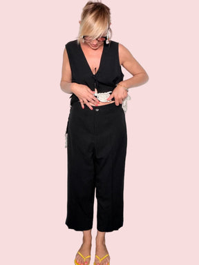 Pantalone Dritto Cropped Viscosa e Lino