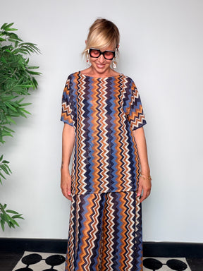 Top a Maglia Chevron Zigzag con Lurex