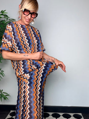 Pantalone Palazzo Chevron Zigzag con Lurex