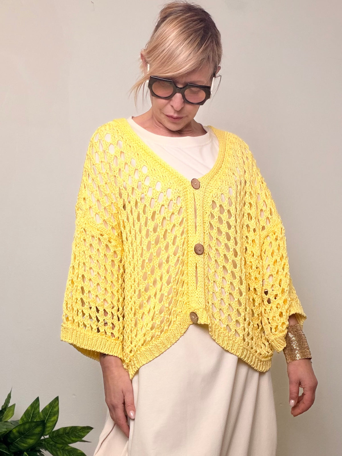 Cardigan in rete over