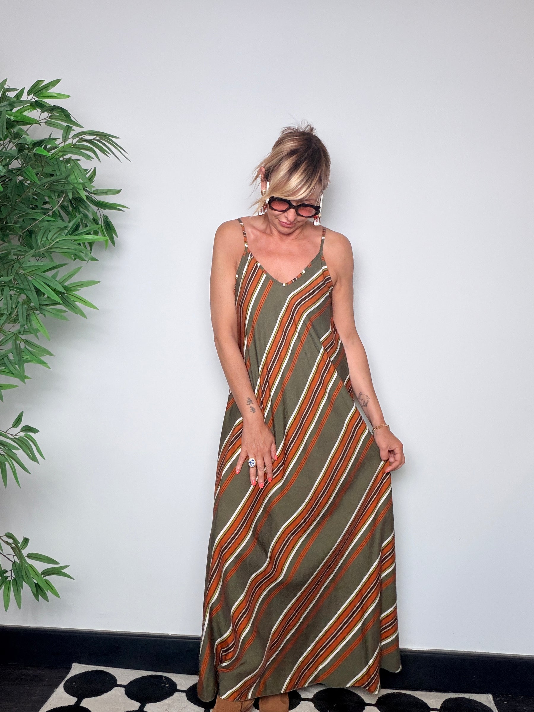 Abito Maxi Viscosa Righe