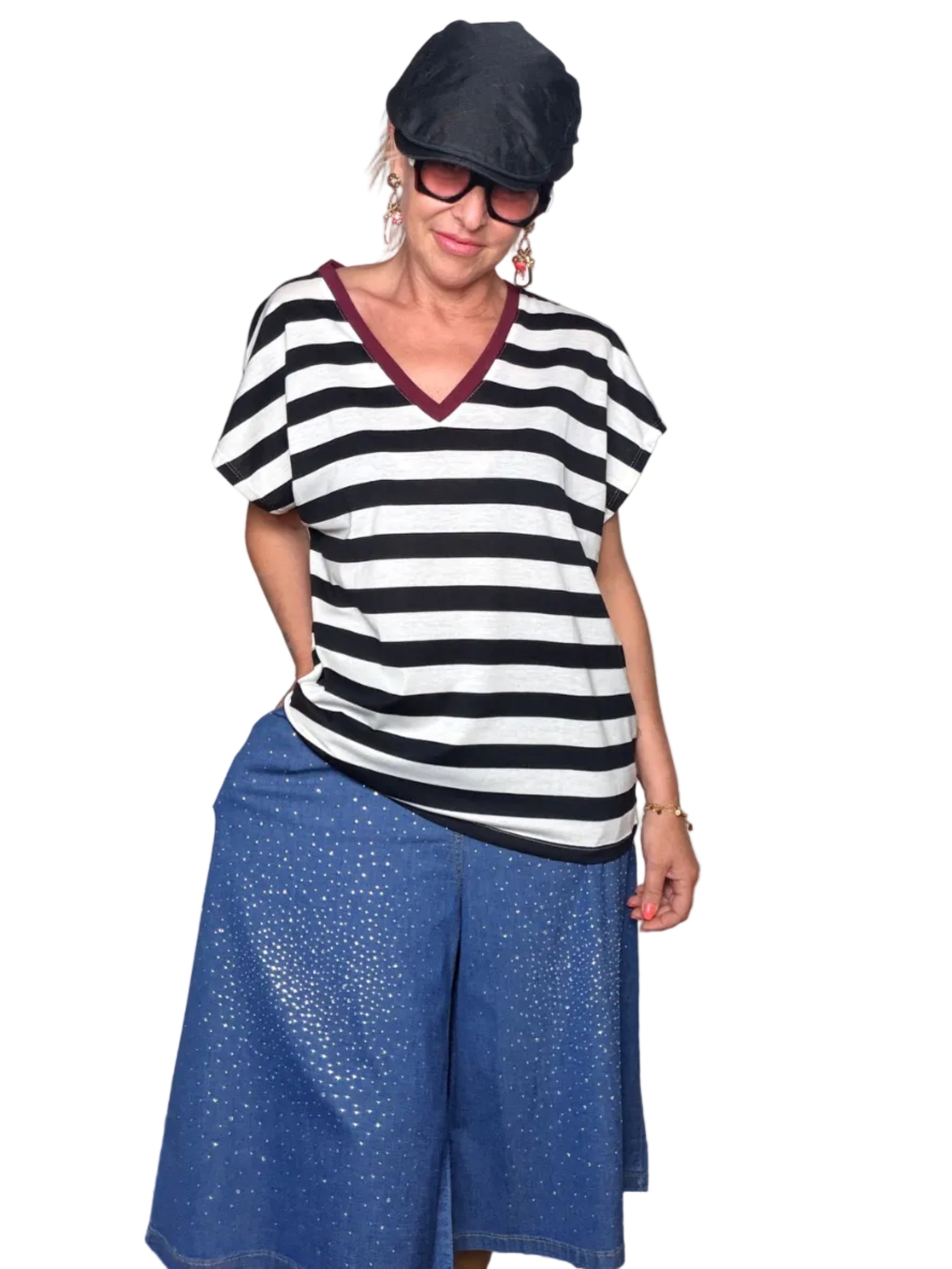 Bermuda  Denim leggero con Micro-Strass