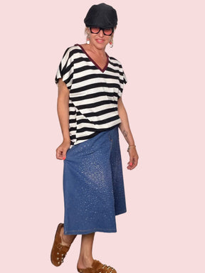 Bermuda  Denim leggero con Micro-Strass