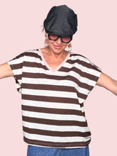 Maglia Oversize a Righe con Scollo a V