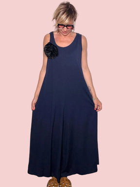 Jumpsuit Senza Maniche con Corsage Floreale