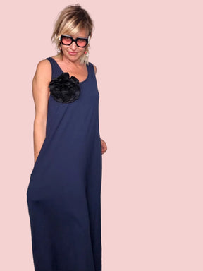 Jumpsuit Senza Maniche con Corsage Floreale
