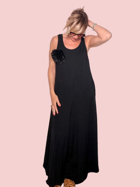 Jumpsuit Senza Maniche con Corsage Floreale