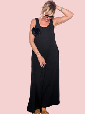 Jumpsuit Senza Maniche con Corsage Floreale