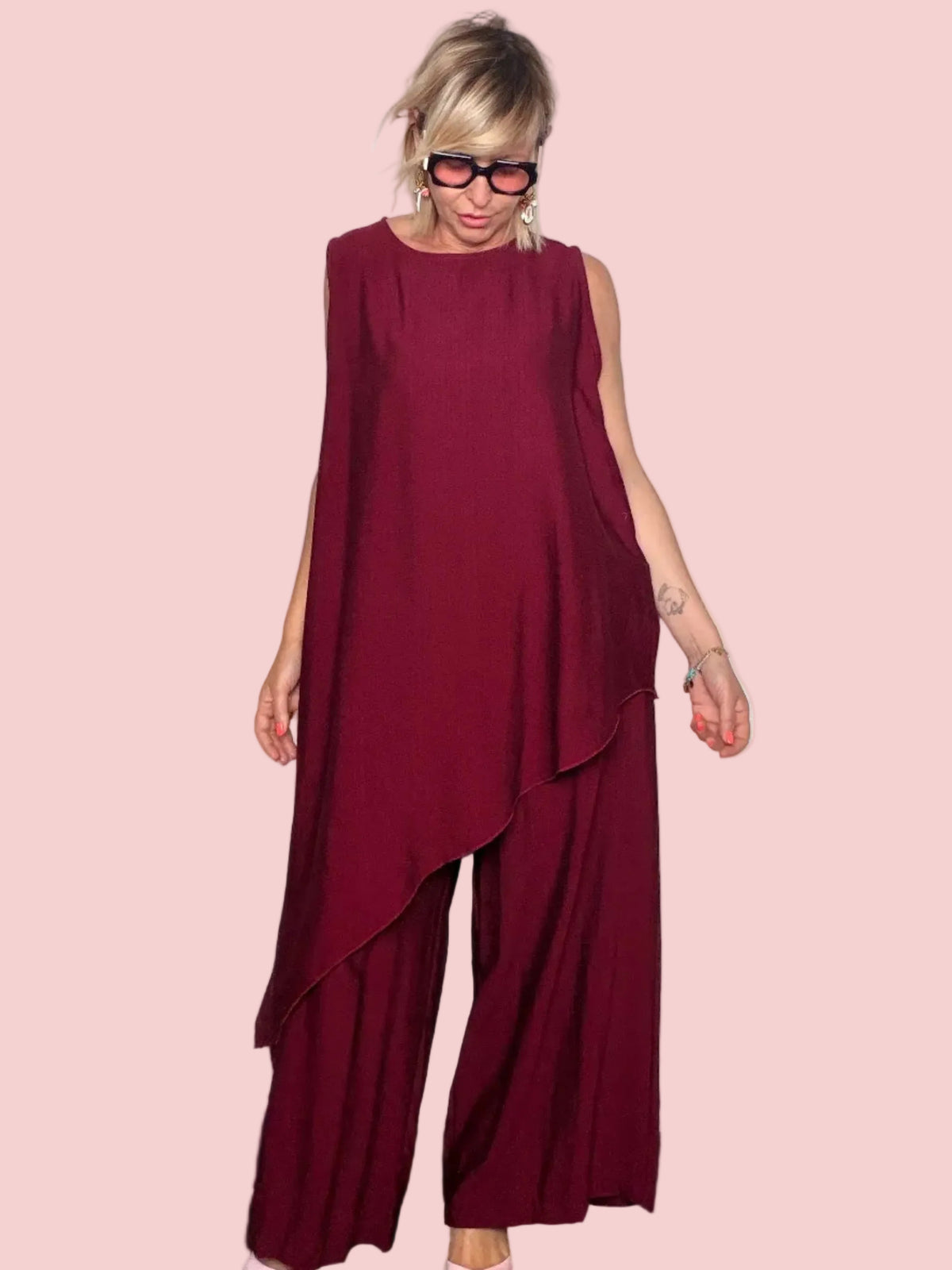Completo Viscosa Tunica e Pantalone Palazzo