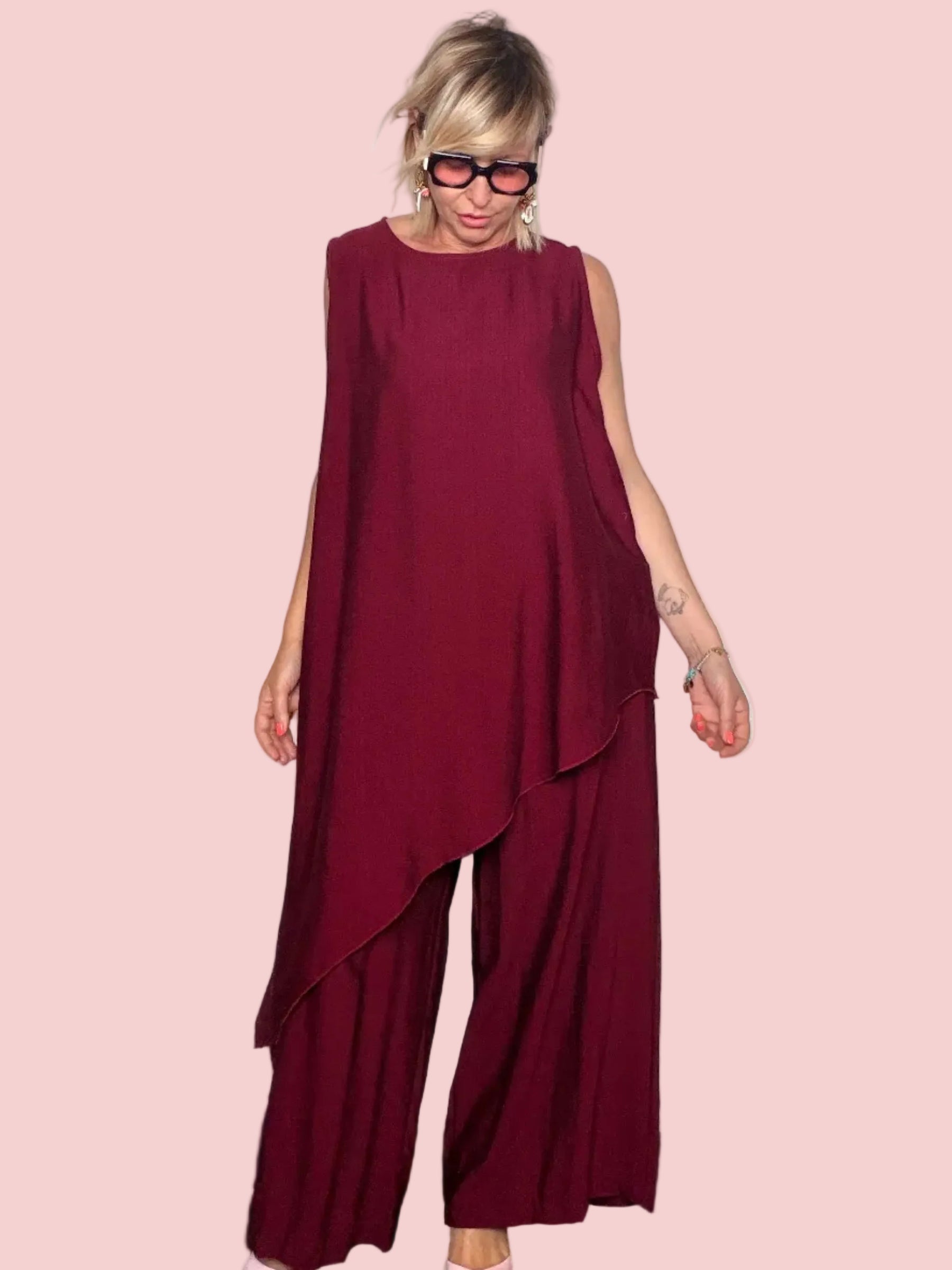 Completo Viscosa Tunica e Pantalone Palazzo
