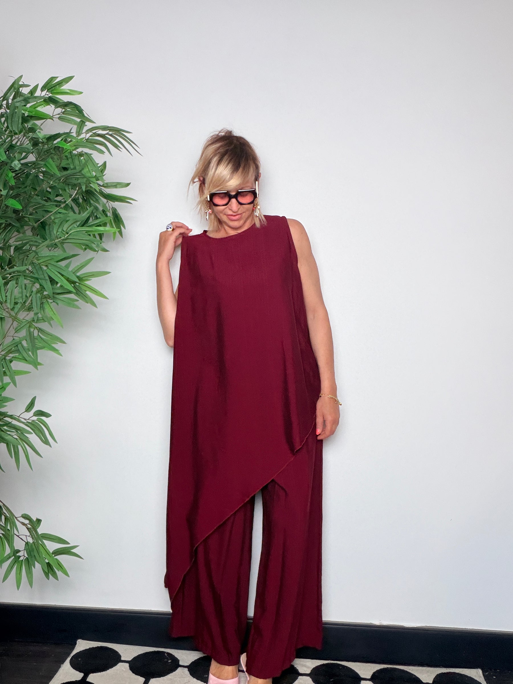 Completo Viscosa Tunica e Pantalone Palazzo