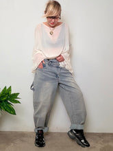 Jeans Boyfriend Fit Grigio Chiaro