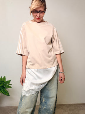 T-shirt Oversize con Bande Laterali