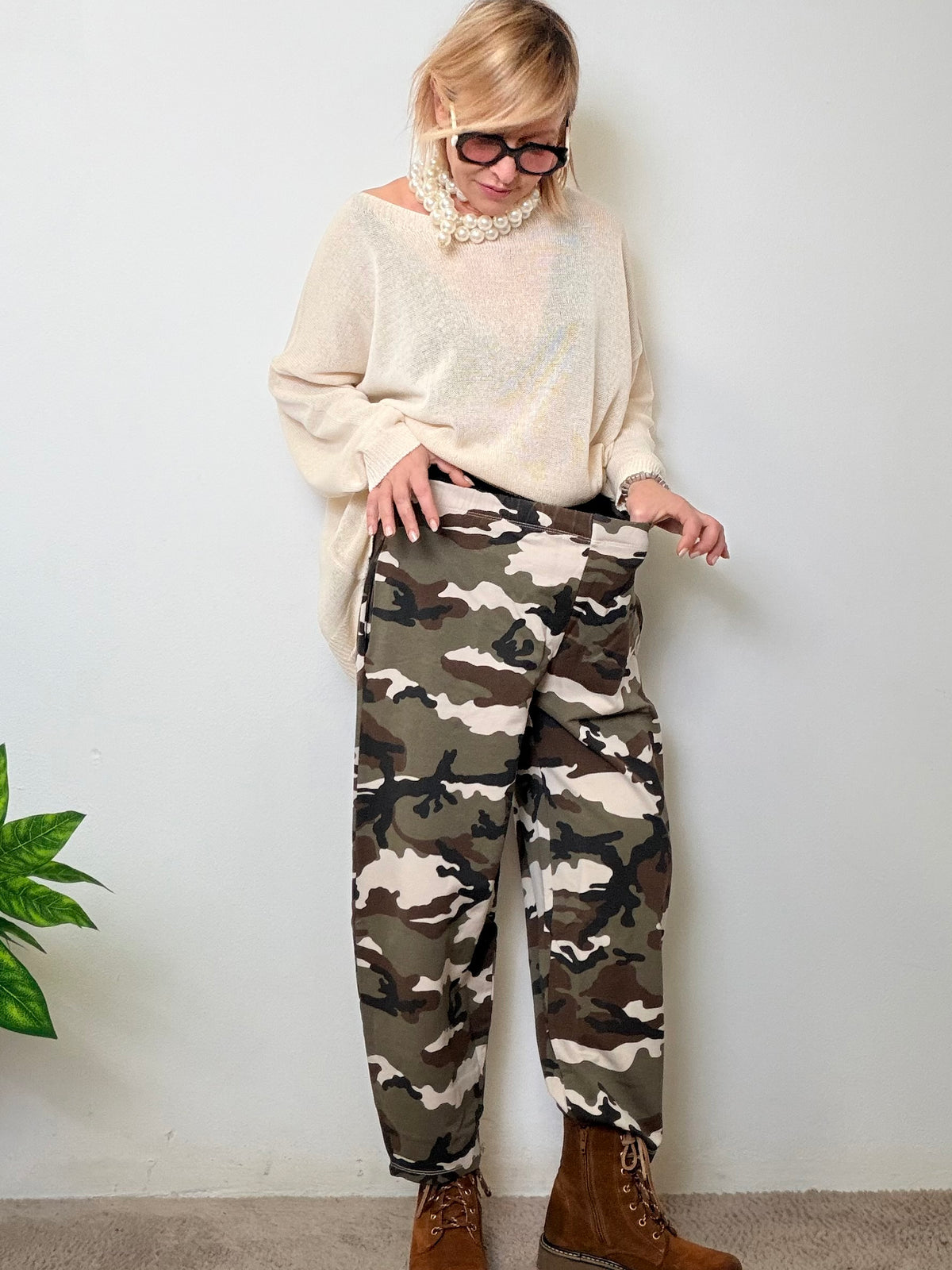 Pantalone in felpa mimetico