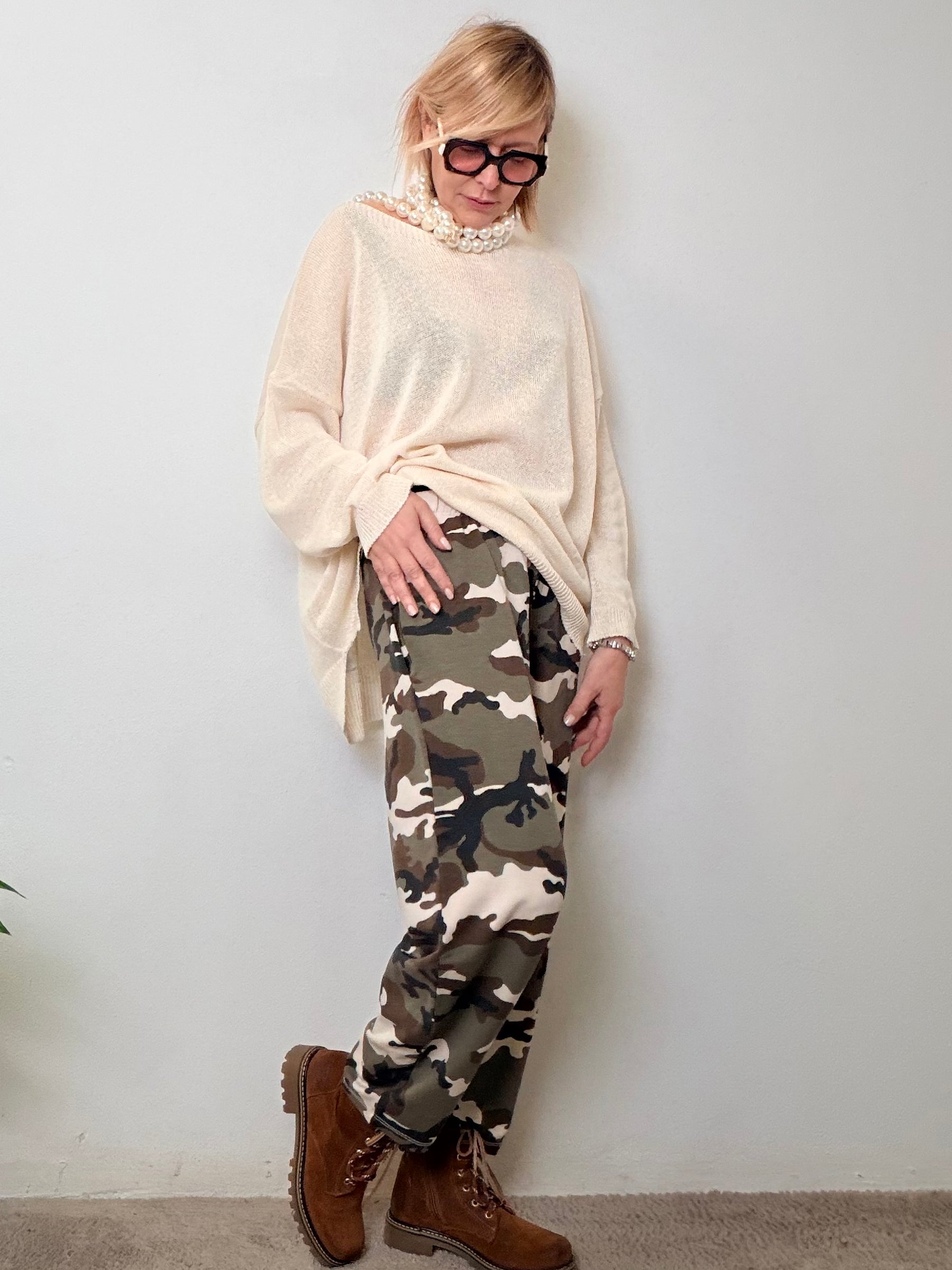 Pantalone in felpa mimetico