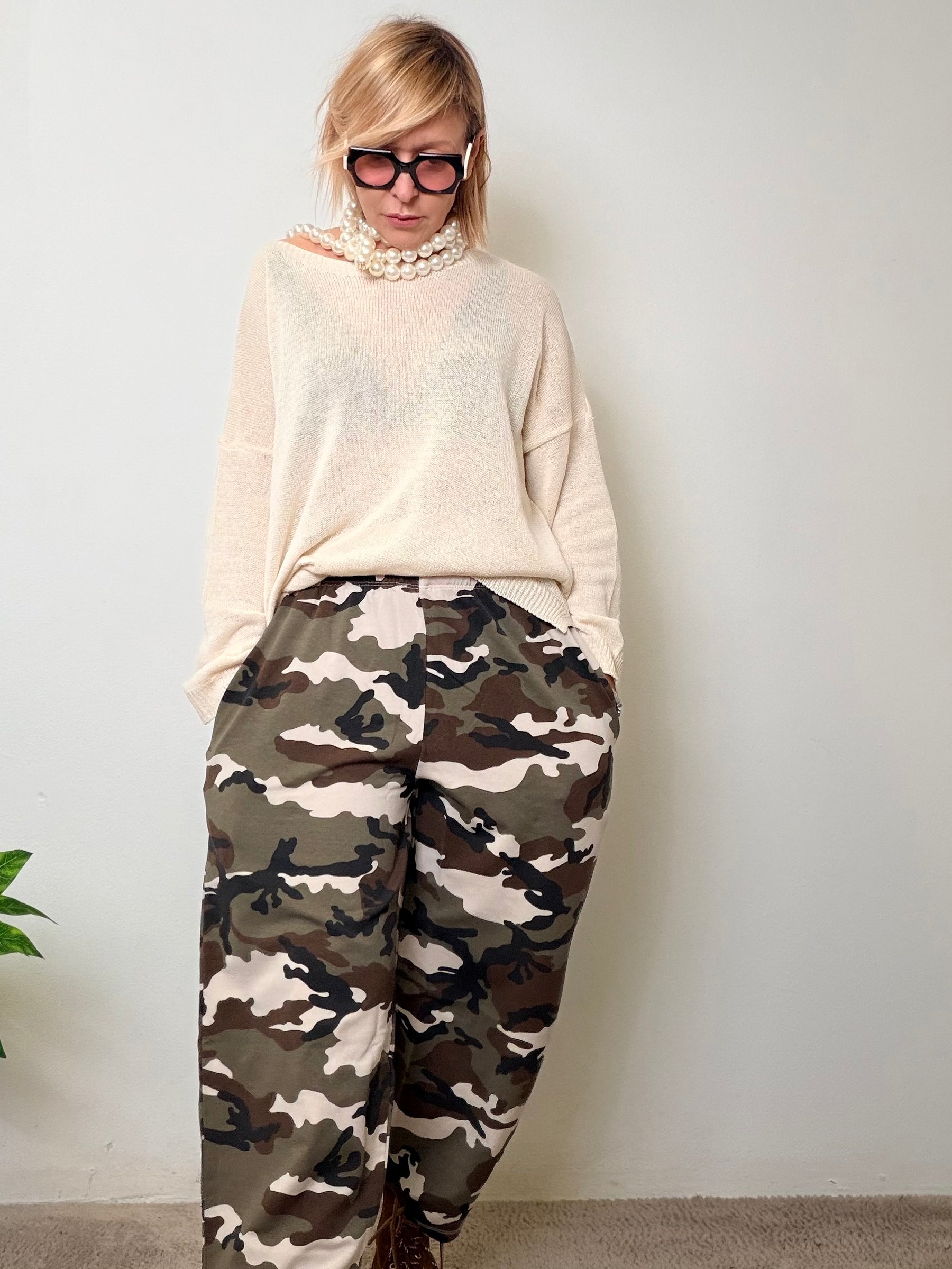 Pantalone in felpa mimetico