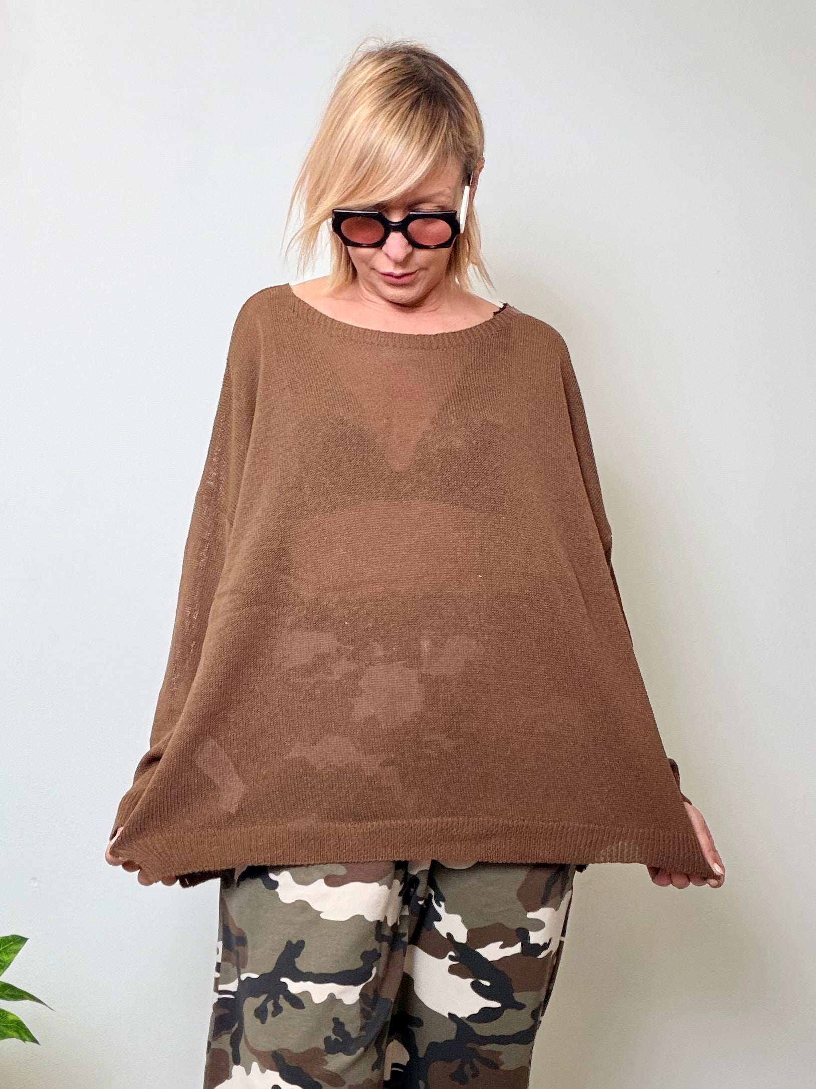 Maglione Oversize in Maglia Traforata