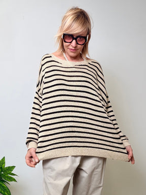 Maglia riga lurex 80%vi 20%fm MORO