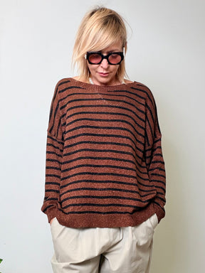 Maglia riga lurex 80%vi 20%fm MORO