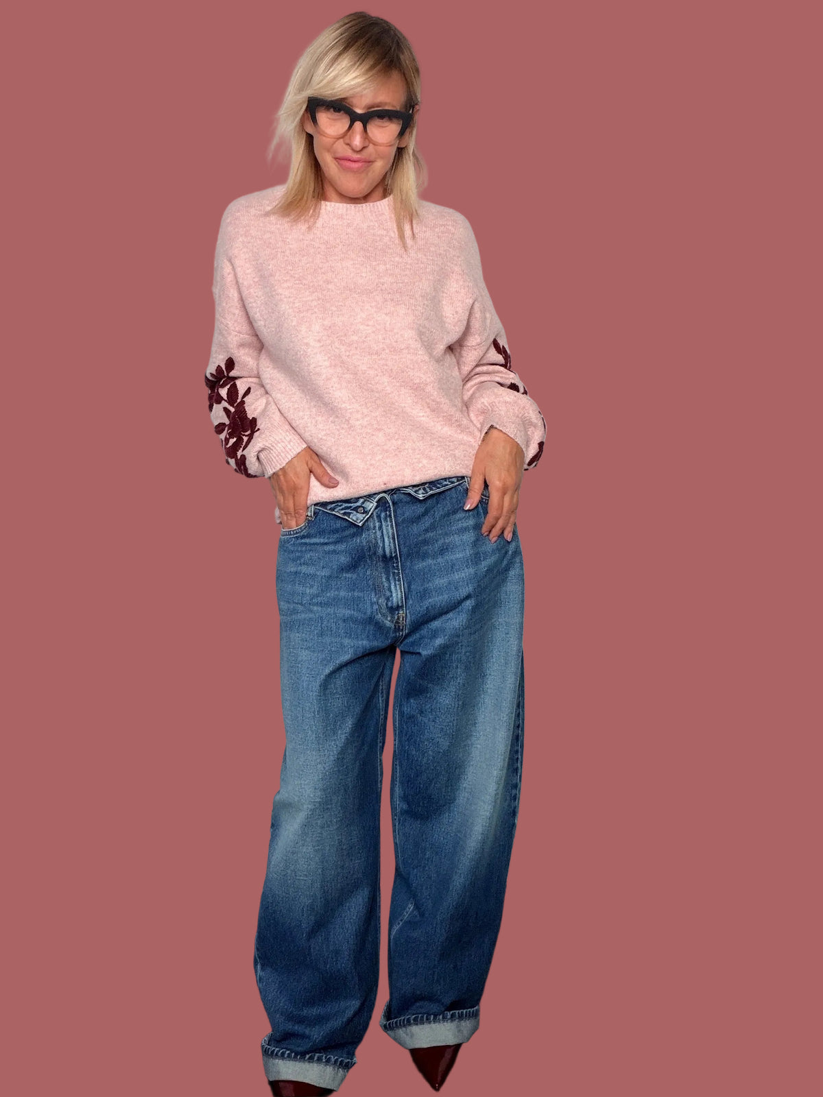Jeans Souvenir con risvolto in vita