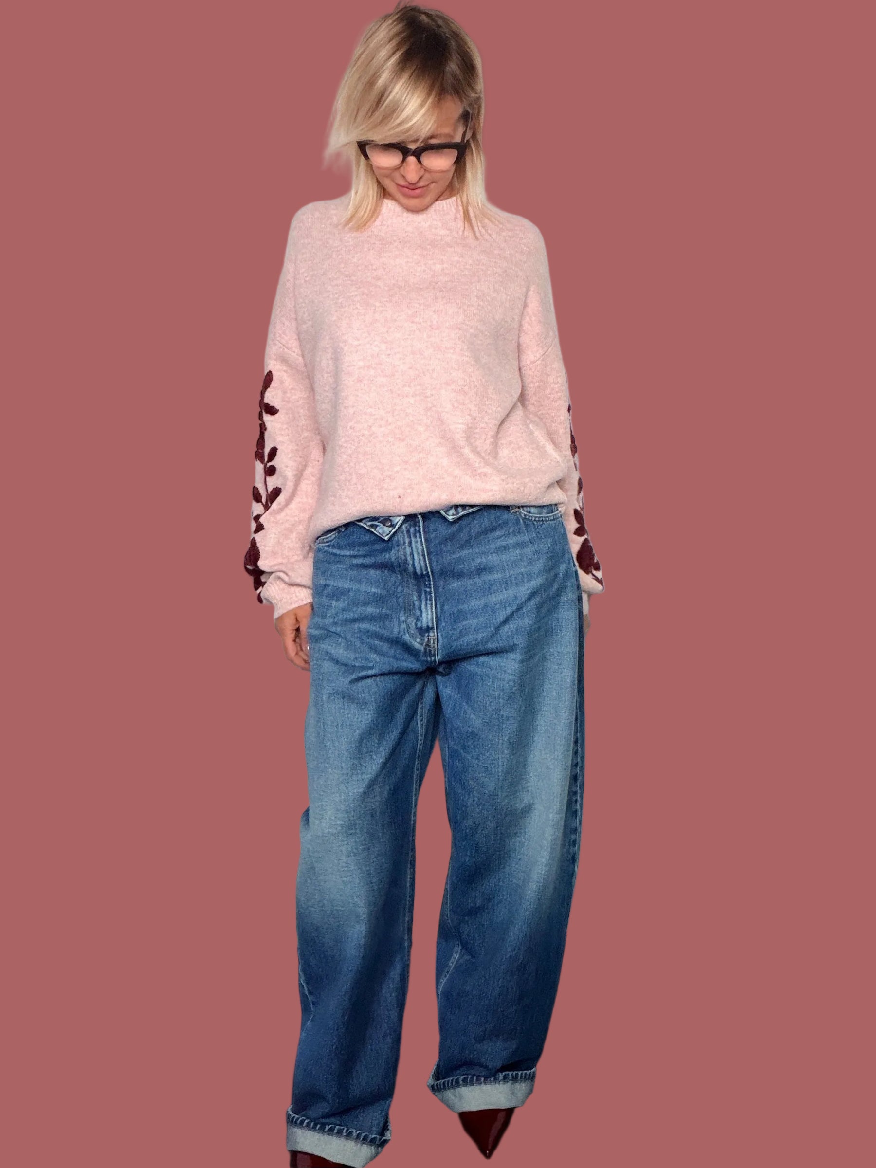 Jeans Souvenir con risvolto in vita
